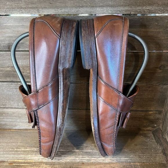 Mens Allen Edmonds Enfield Tassel Brown Leather Loafers Dress Shoes Size 9.5‎ D